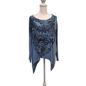 Blue batwing embellished tunic no labels might fit small to large EUC